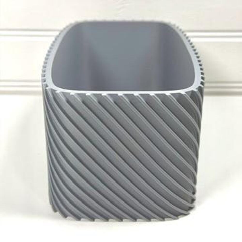 Plant Pot Fine Rib Rounded Rectangle Low, Indoor Cache Pot, Tabletop Planter - Picture 4 of 11